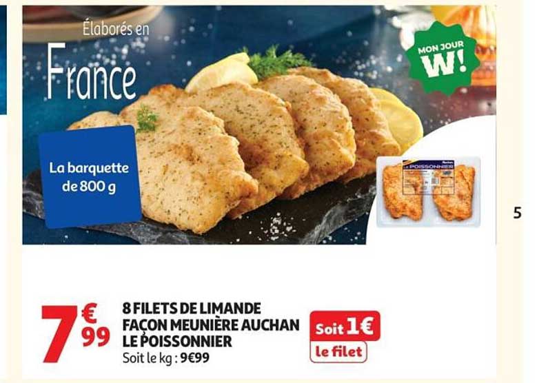 8 FILETS DE LIMANDE FACON MEUNIERE AUCHAN LE POISSONNIER