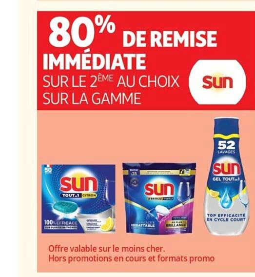 80% DE REMISE IMMÉDIATE SUR LE 2ÈME AU CHOIX SUR LA GAMME sun