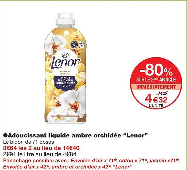 Adoucissant liquide ambre orchidée “Lenor”