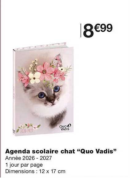 Agenda scolaire chat “Quo Vadis”