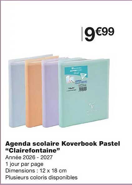 Agenda scolaire Koverbook Pastel “Clairefontaine”