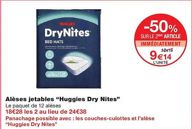 Alèses jetables “Huggies Dry Nites”