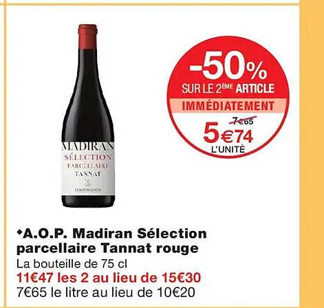 A.O.P. Madiran Sélection parcellaire Tannat rouge