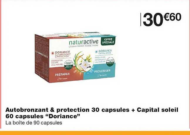 Autobronzant & protection 30 capsules + Capital soleil 60 capsules “Doriance”
