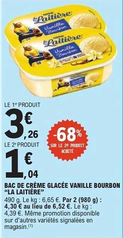 BAC DE CRÈME GLACÉE VANILLE BOURBON “LA LAITIÈRE”