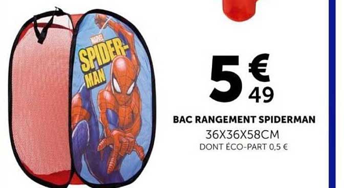 BAC RANGEMENT SPIDERMAN 36X36X58CM DONT ÉCO-PART 0,5 €