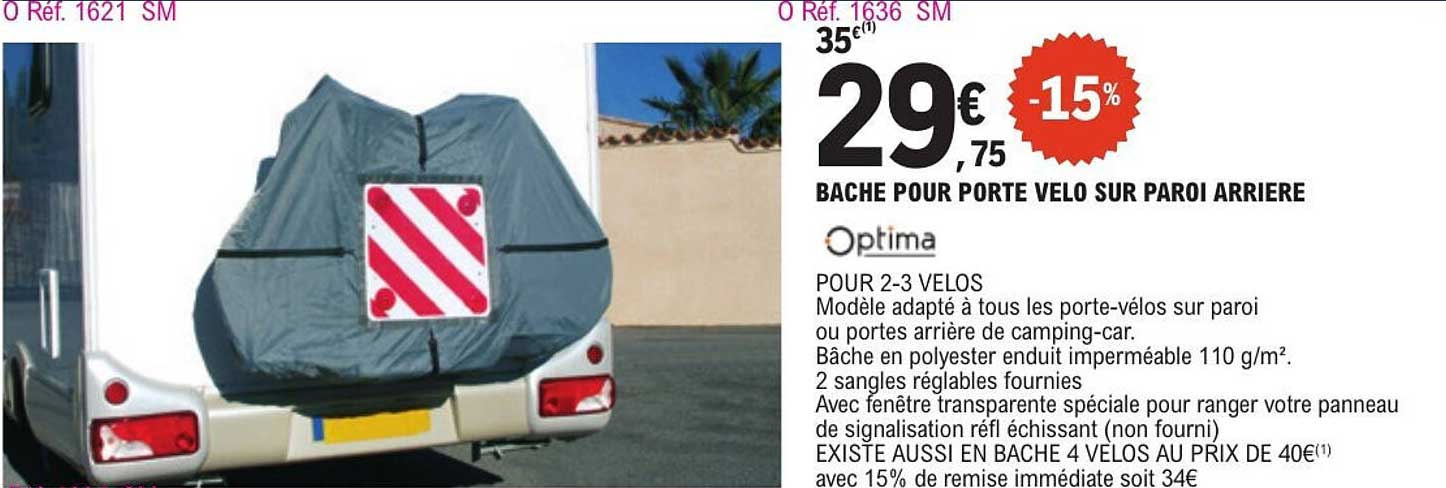 BACHE POUR PORTE VELO SUR PAROI ARRIERE