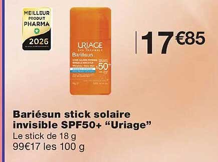 Bariésun stick solaire invisible SPF50+ “Uriage”