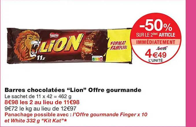 Barres chocolatées “Lion” Offre gourmande