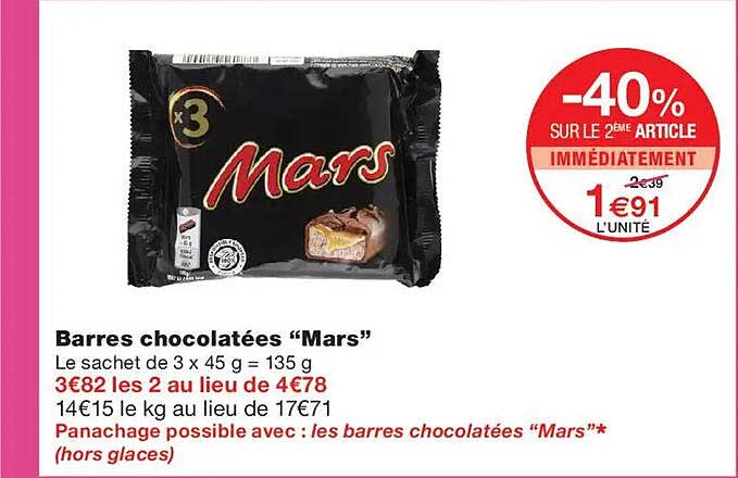 Barres chocolatées “Mars”