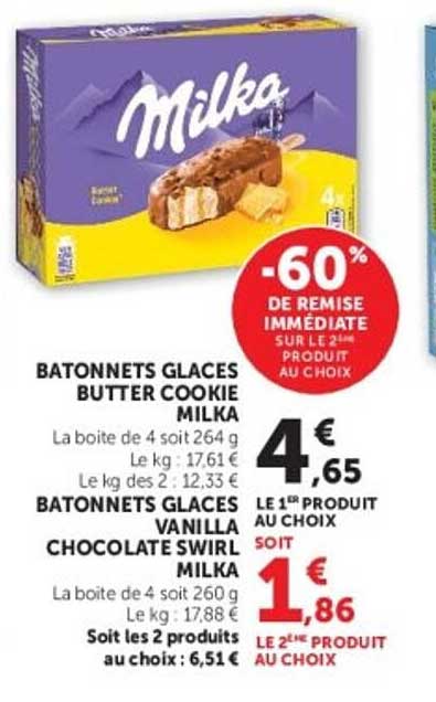 BATONNETS GLACES BUTTER COOKIE MILKA
