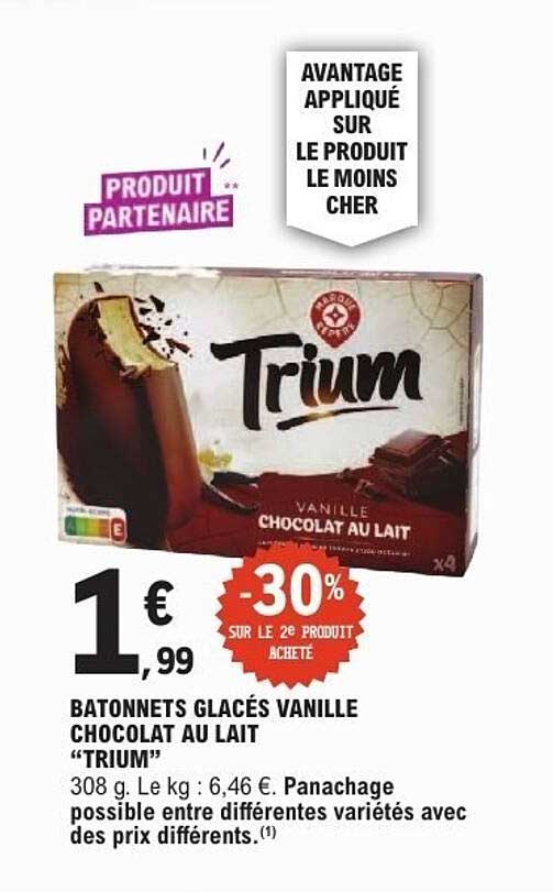BATONNETS GLACÉS VANILLE CHOCOLAT AU LAIT “TRIUM”