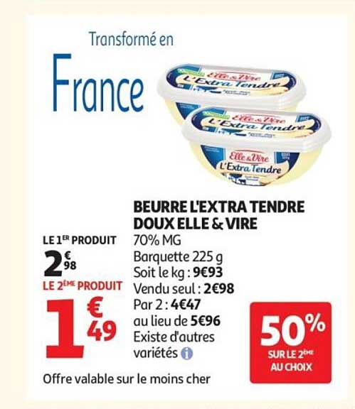 BEURRE EXTRA TENDRE DOUX ELLE & VIRE 70% MG