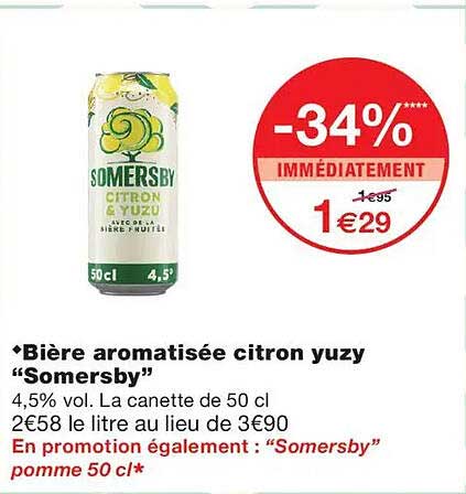 Bière aromatisée citron yuzy “Somersby”