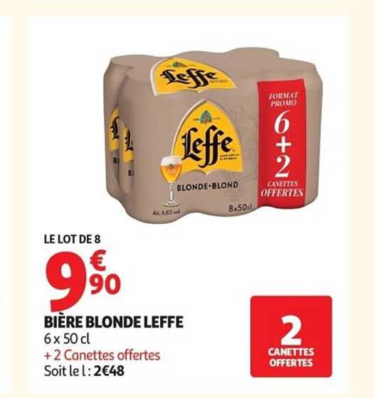 BIÈRE BLONDE LEFFE 6 x 50 cl + 2 Canettes offertes