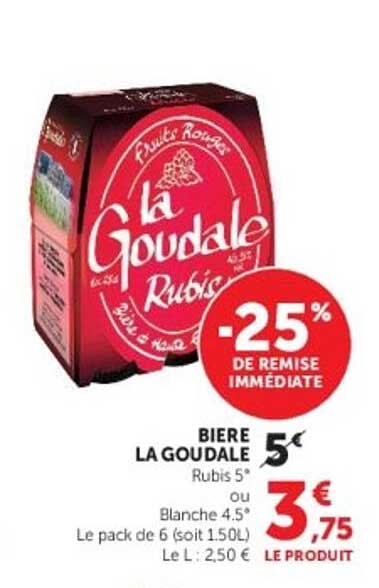 BIERE LA GOUDALE Rubis 5° ou Blanche 4,5°
