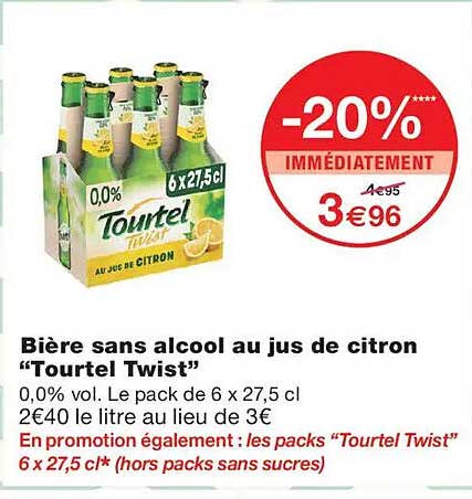 Bière sans alcool au jus de citron “Tourtel Twist”