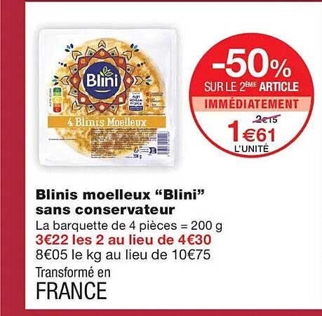 Blinis moelleux “Blini” sans conservateur