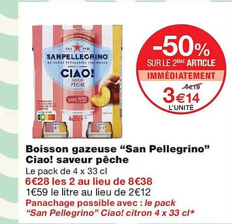 Boisson gazeuse “San Pellegrino” Ciao! saveur pêche