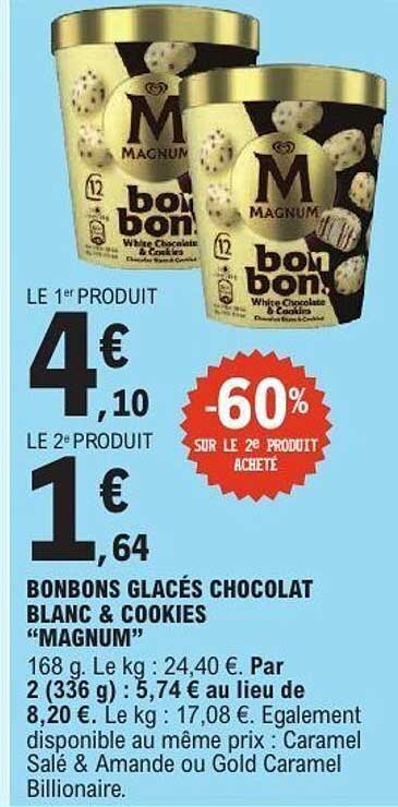 BONBONS GLACÉS CHOCOLAT BLANC & COOKIES “MAGNUM”