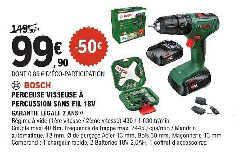 BOSCH PERCEUSE VISSEUSE À PERCUSSION SANS FIL 18V