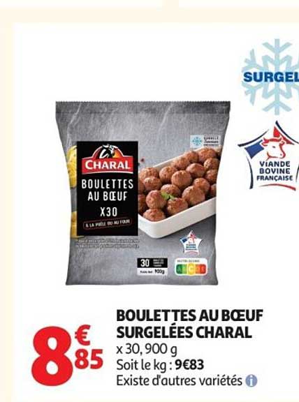 BOULETTES AU BŒUF SURGELÉES CHARAL x 30, 900 g