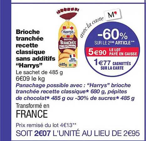 Brioche tranchée recette classique sans additifs “Harrys”
