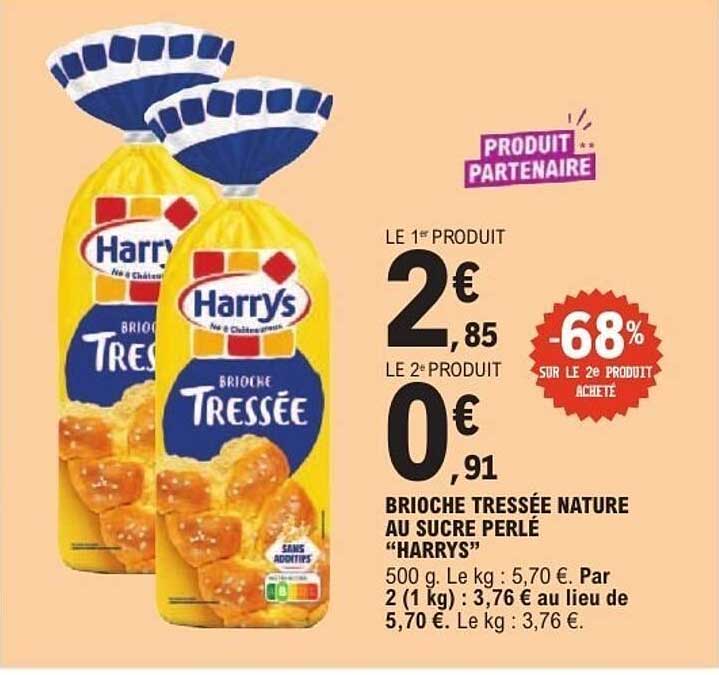 BRIOCHE TRESSÉE NATURE AU SUCRE PERLÉ "HARRYS"