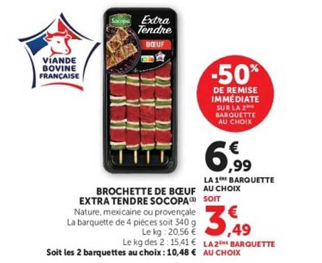 BROCHETTE DE BŒUF EXTRA TENDRE SOCOPA