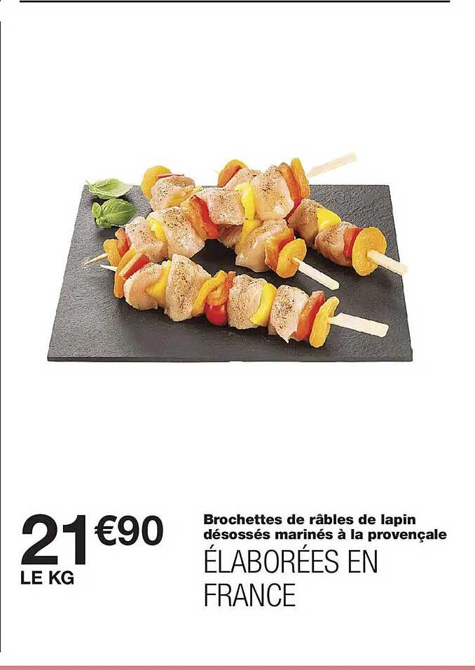 Brochettes de râbles de lapin désossés marinés à la provençale