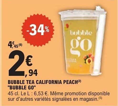 BUBBLE TEA CALIFORNIA PEACH "BUBBLE GO"