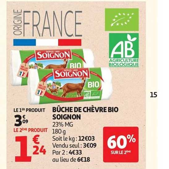 BÛCHE DE CHÈVRE BIO SOIGNON