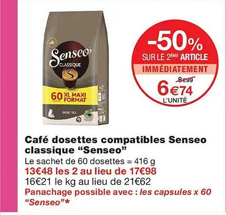 Café dosettes compatibles Senseo classique “Senseo”