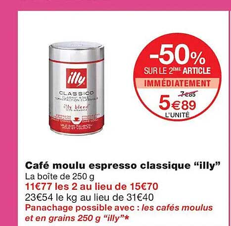 Café moulu espresso classique “illy”