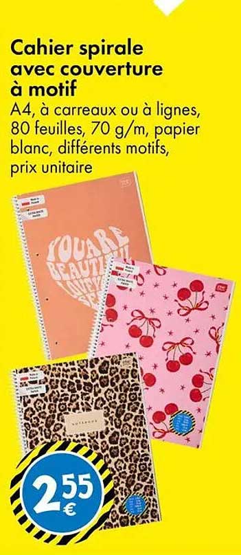 Cahier spirale avec couverture à motif