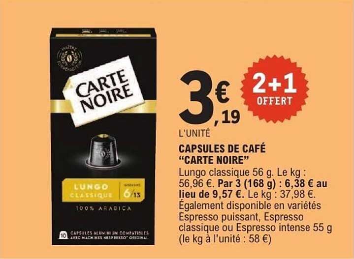 CAPSULES DE CAFÉ "CARTE NOIRE"