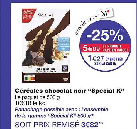 Céréales chocolat noir “Special K”