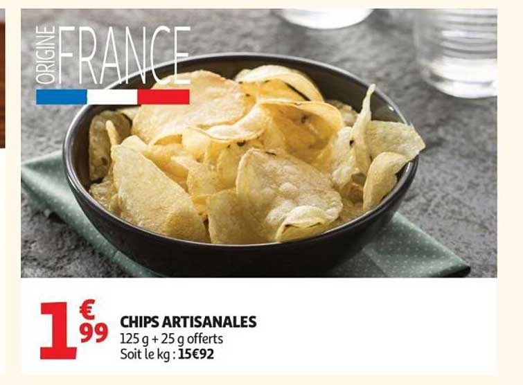 CHIPS ARTISANALES 125 g + 25 g offerts