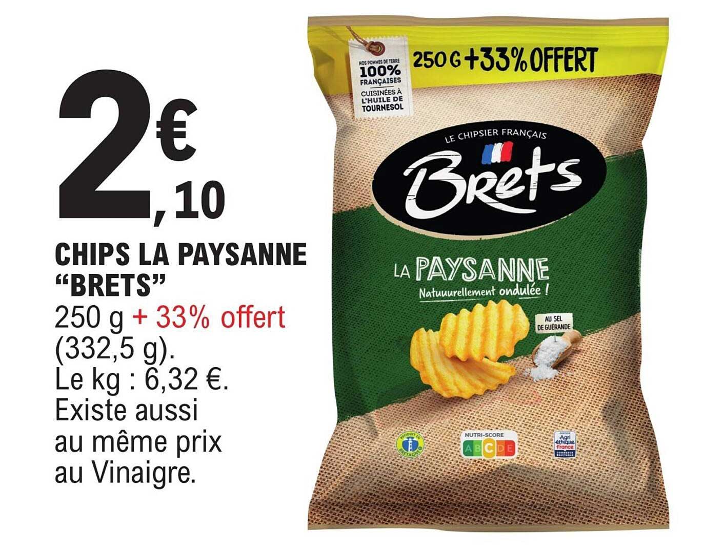 CHIPS LA PAYSANNE “BRETS” 250 g + 33% offert (332,5 g)