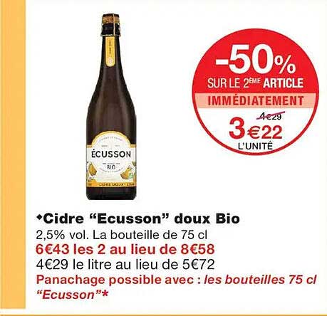 Cidre “Ecusson” doux Bio