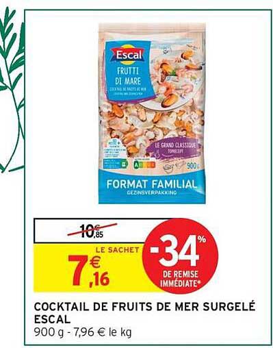 COCKTAIL DE FRUITS DE MER SURGELÉ ESCAL