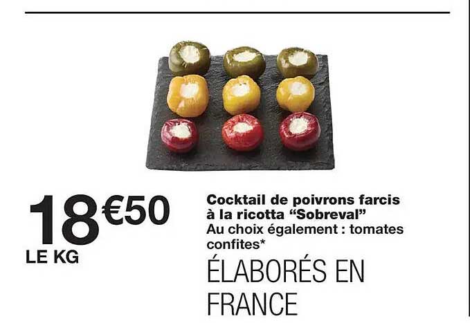 Cocktail de poivrons farcis à la ricotta “Sobreval”