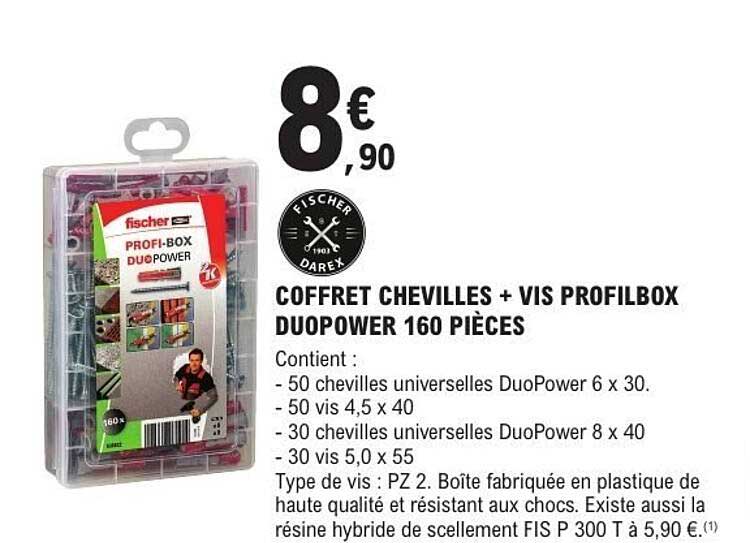 COFFRET CHEVILLES + VIS PROFILBOX DUOPOWER 160 PIÈCES