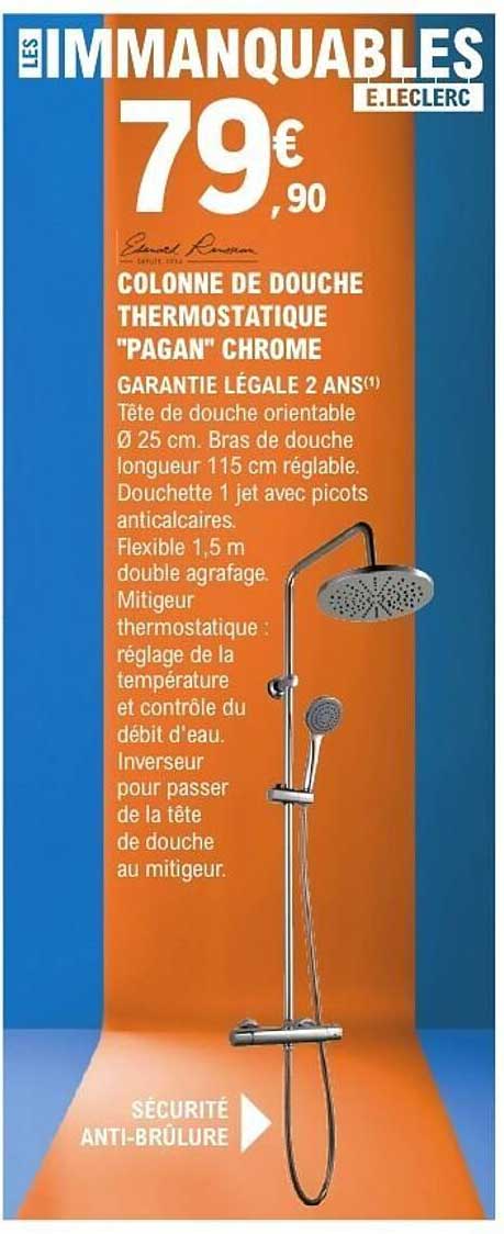 COLONNE DE DOUCHE THERMOSTATIQUE "PAGAN" CHROME