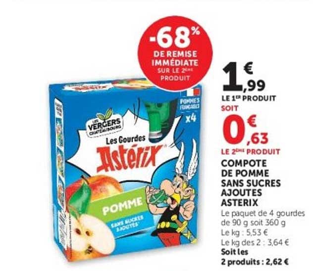 COMPÓTE DE POMME SANS SUCRES AJOUTÉS ASTERIX