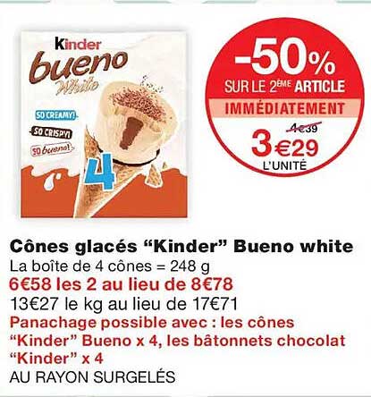 Cônes glacés “Kinder” Bueno white