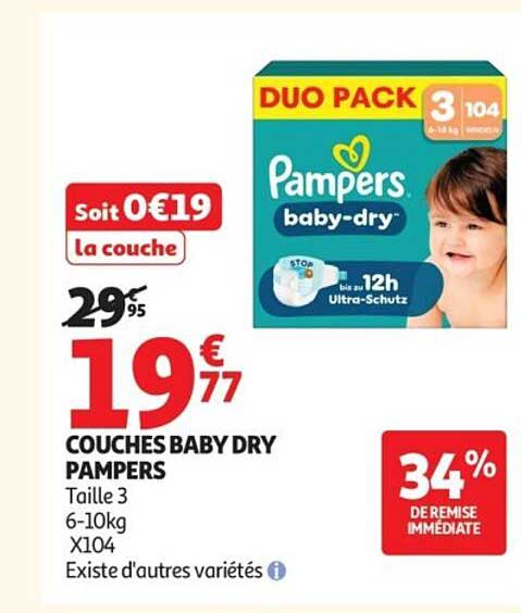 COUCHES BABY DRY PAMPERS