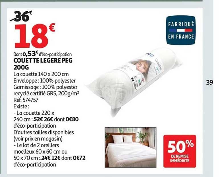 COUETTE LEGERE PEG 200G