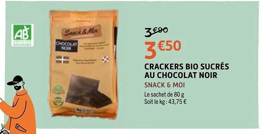 CRACKERS BIO SUCRÉS AU CHOCOLAT NOIR