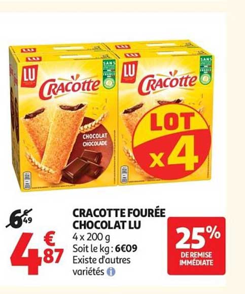 CRACOTTE FOURRÉE CHOCOLAT LU